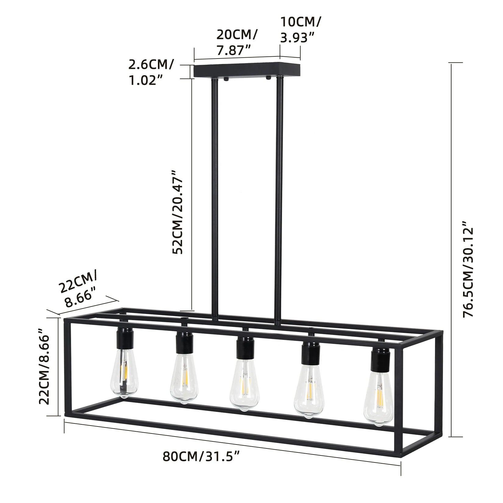 Emberline Five-Light Linear Chandelier – Black