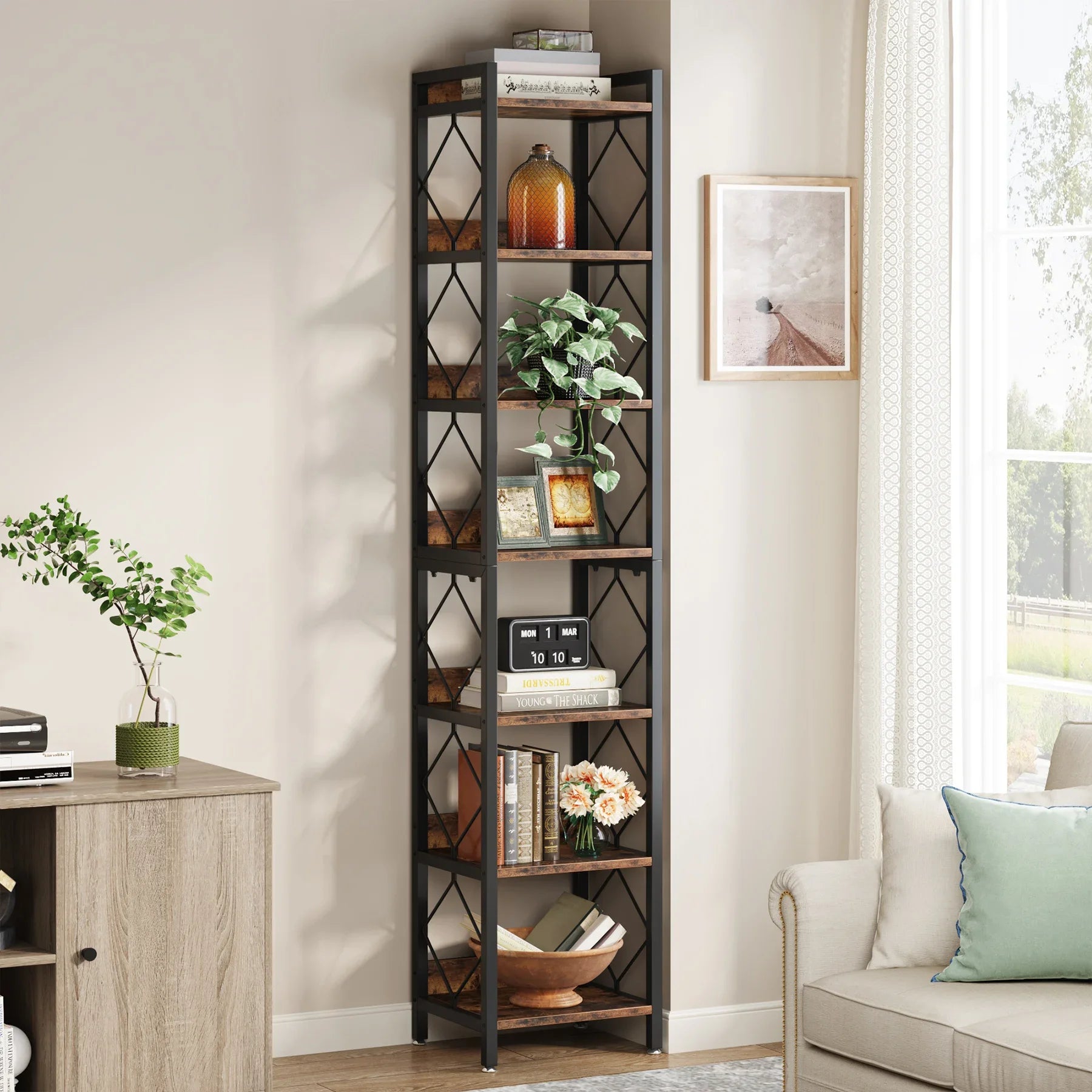 Ayo 7-Tier Narrow Bookcase