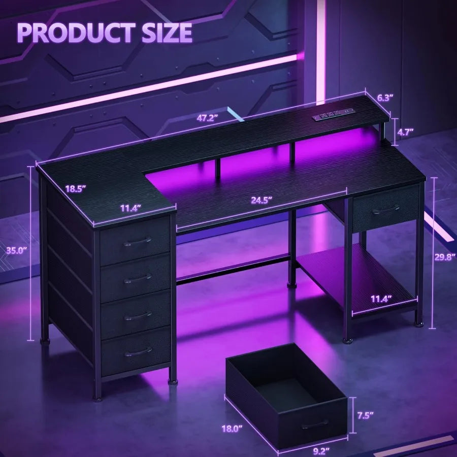 Measurements for the compact desk, raised shelf and 18-by-9.2-inch drawer