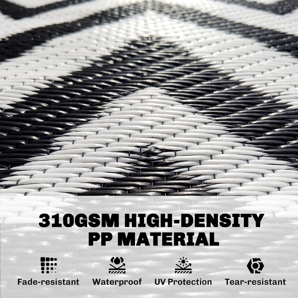 Luminweave LED Outdoor Rug - Black Geometric