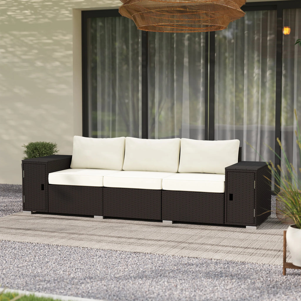 Solvara Wicker Storage Sofa – Cream