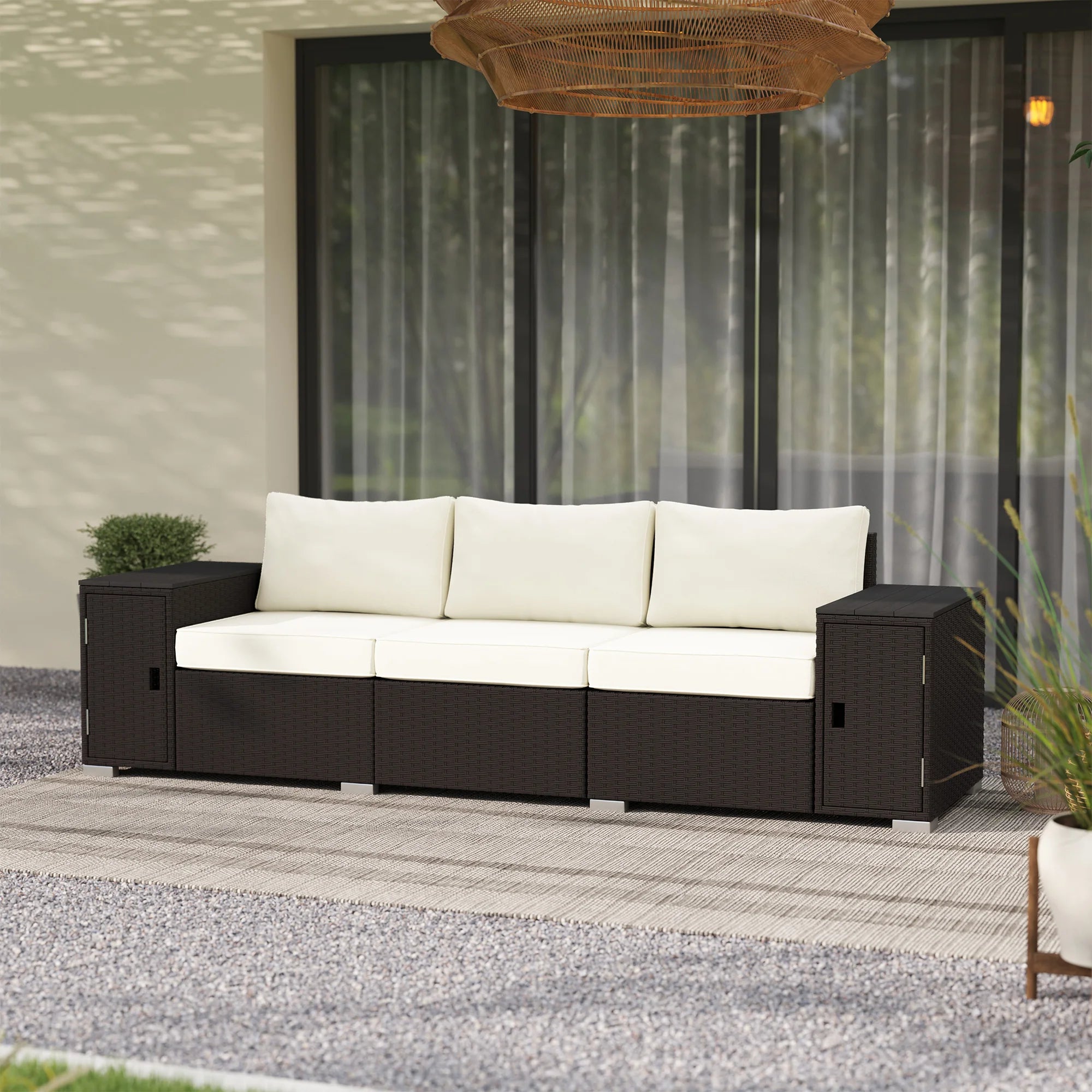 Solvara Wicker Storage Sofa – Cream