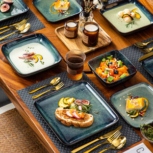 VANCASSO Stern 16-Piece Ceramic Dinnerware Set - Gradient Kiln Change Glaze