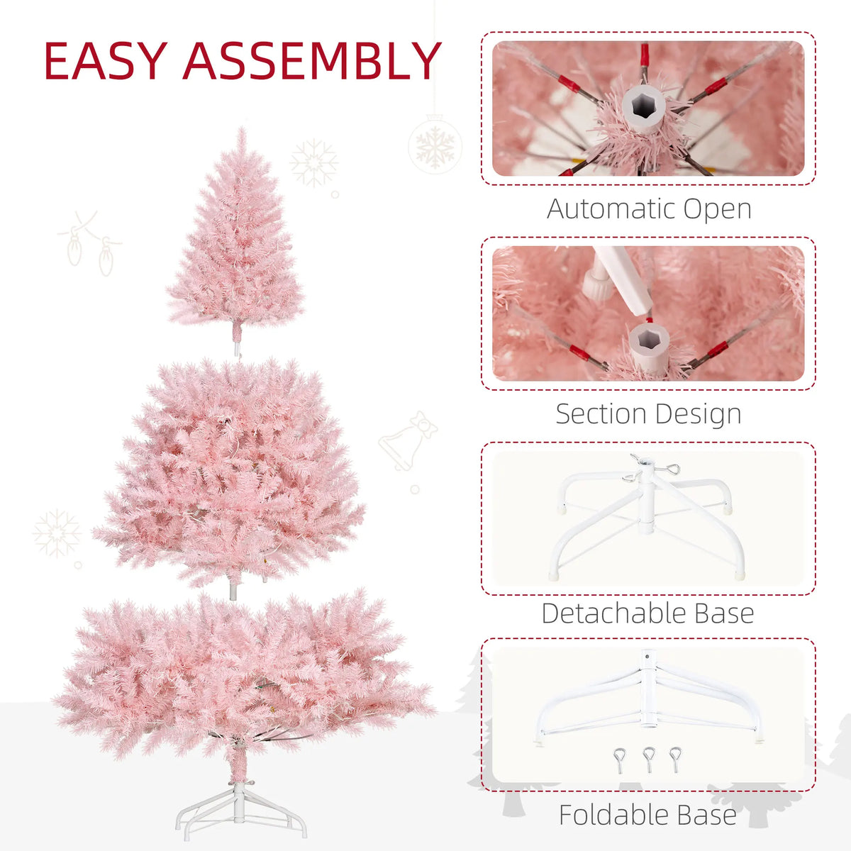 Ripplesong three tree sections, automatic-opening branches and detachable folding stand