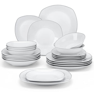 MALACASA Elisa Silver Trim Dinnerware