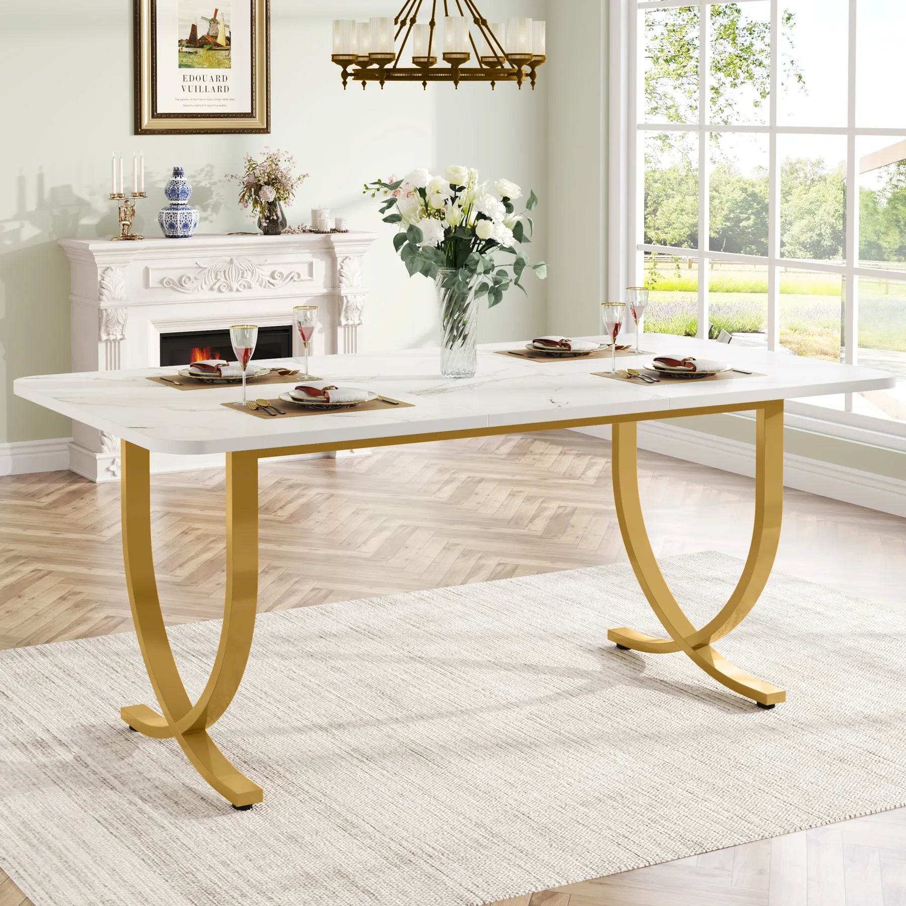Aureum Faux Marble Dining Table