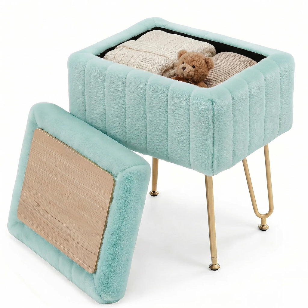 Ariaarc Faux-Fur Storage Ottoman
