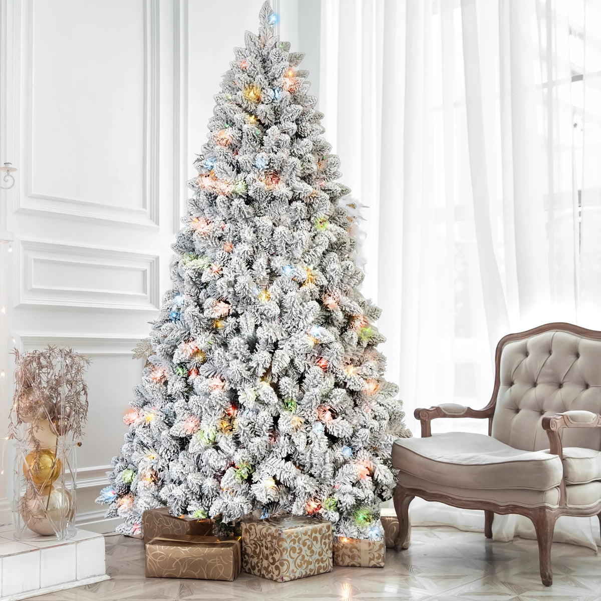 Frostmere Pre-Lit Flocked Christmas Tree