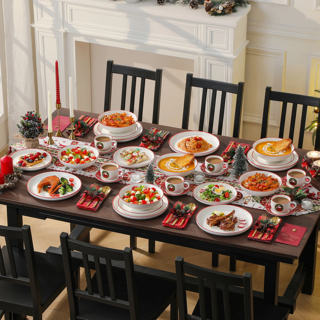 MALACASA Holiday Garland Porcelain Dinnerware