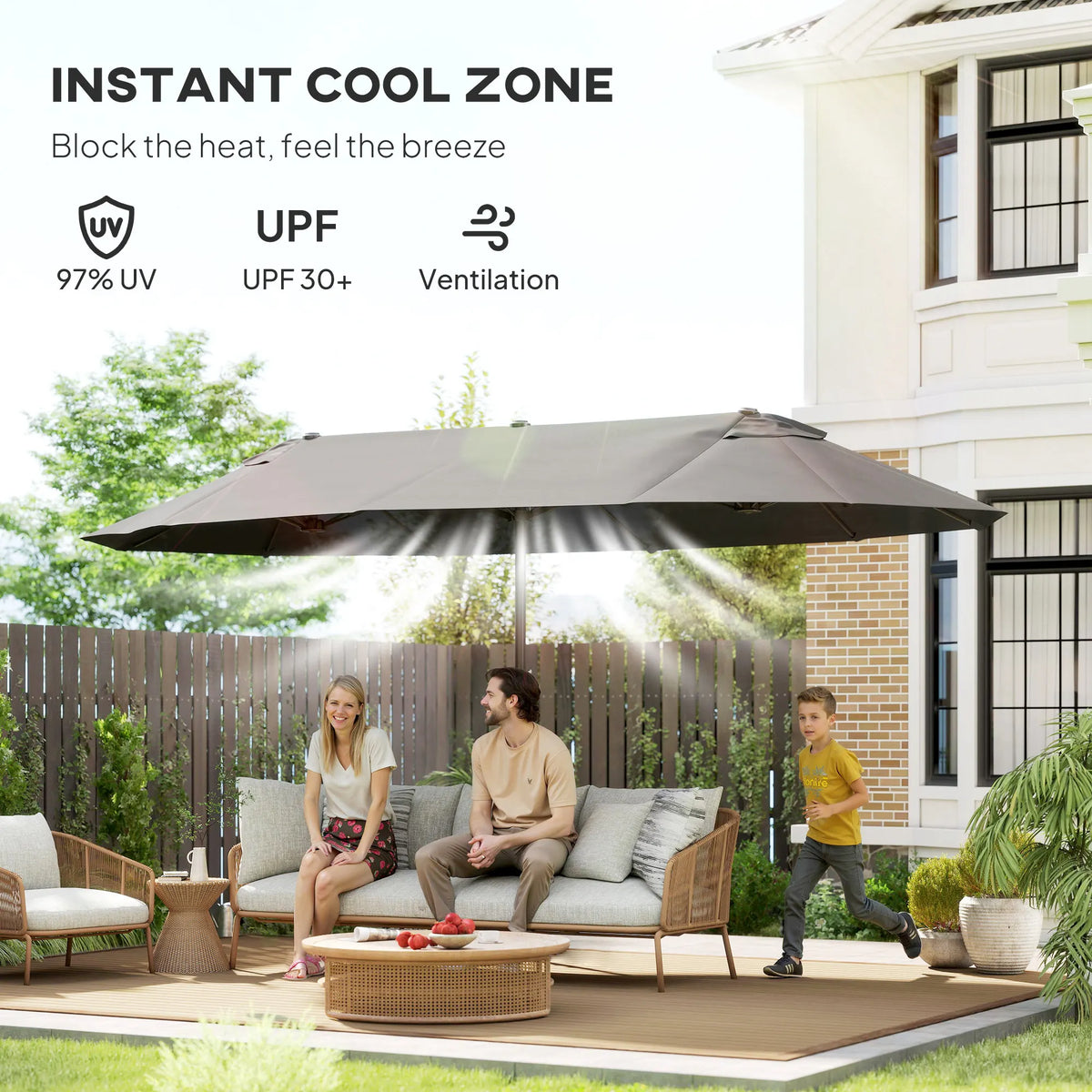 Maris 15' Double-Sided Patio Umbrella – Gray