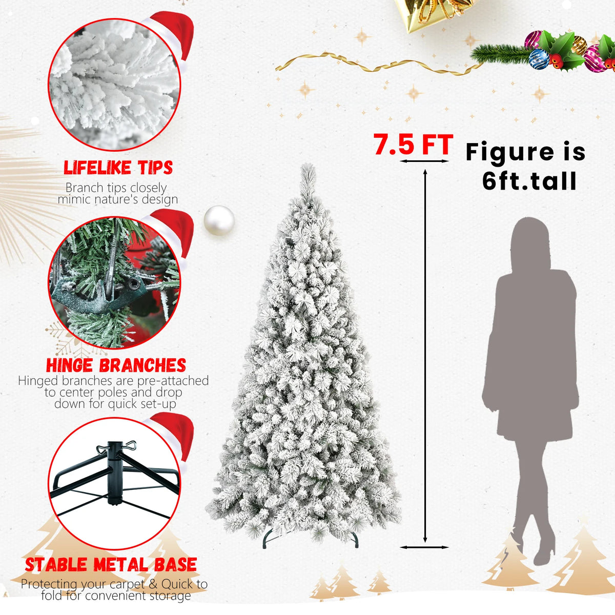 Everfrost Pre-Lit Snowy Full Christmas Tree
