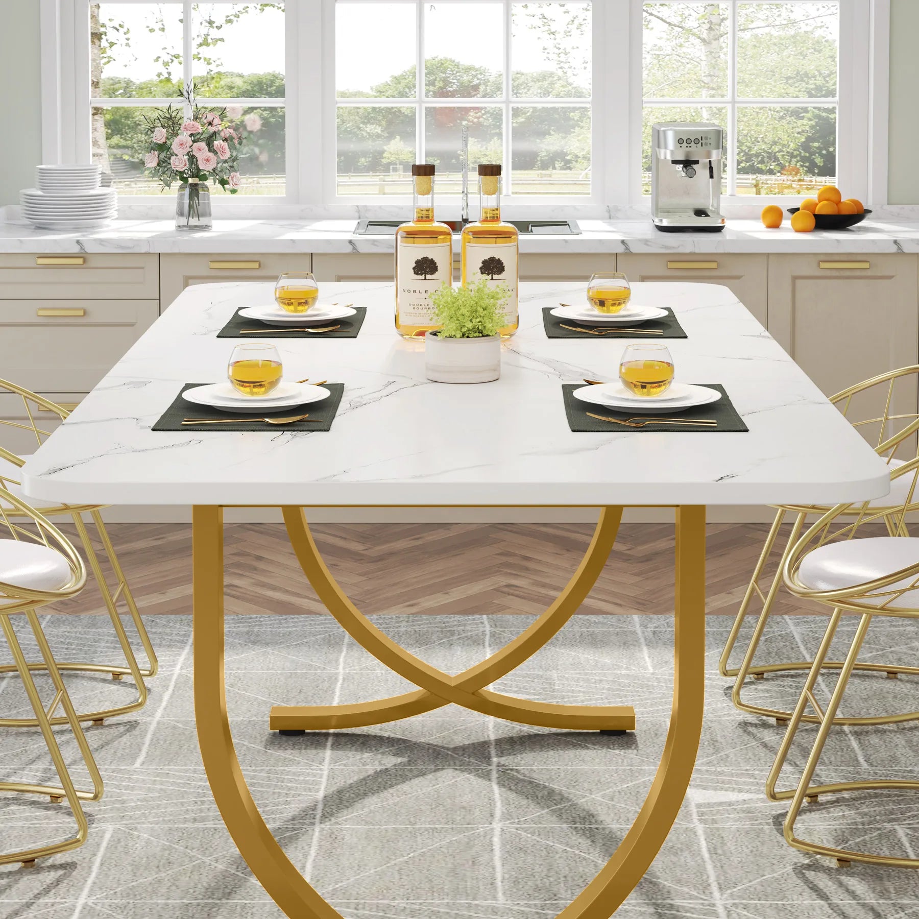 Aureum Faux Marble Dining Table