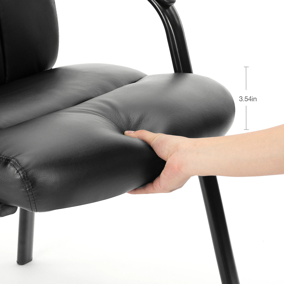 Rippleloom guest chair cushion detail showing 3.54-inch thickness