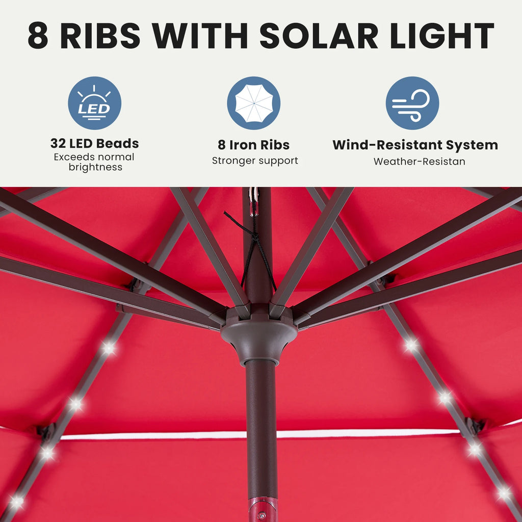 Marigoldrise Solar LED Patio Umbrella