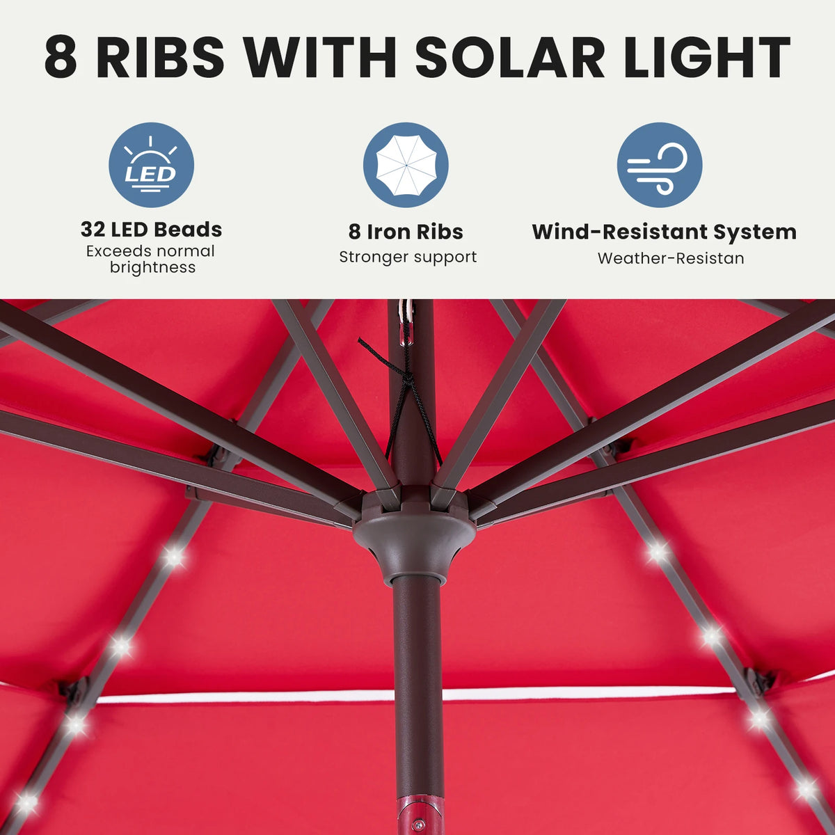 Marigoldrise Solar LED Patio Umbrella