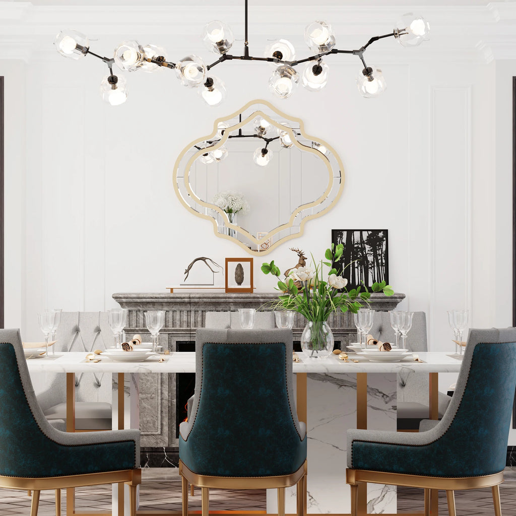 Irregular Beveled Wall Mirror with Gold Rim