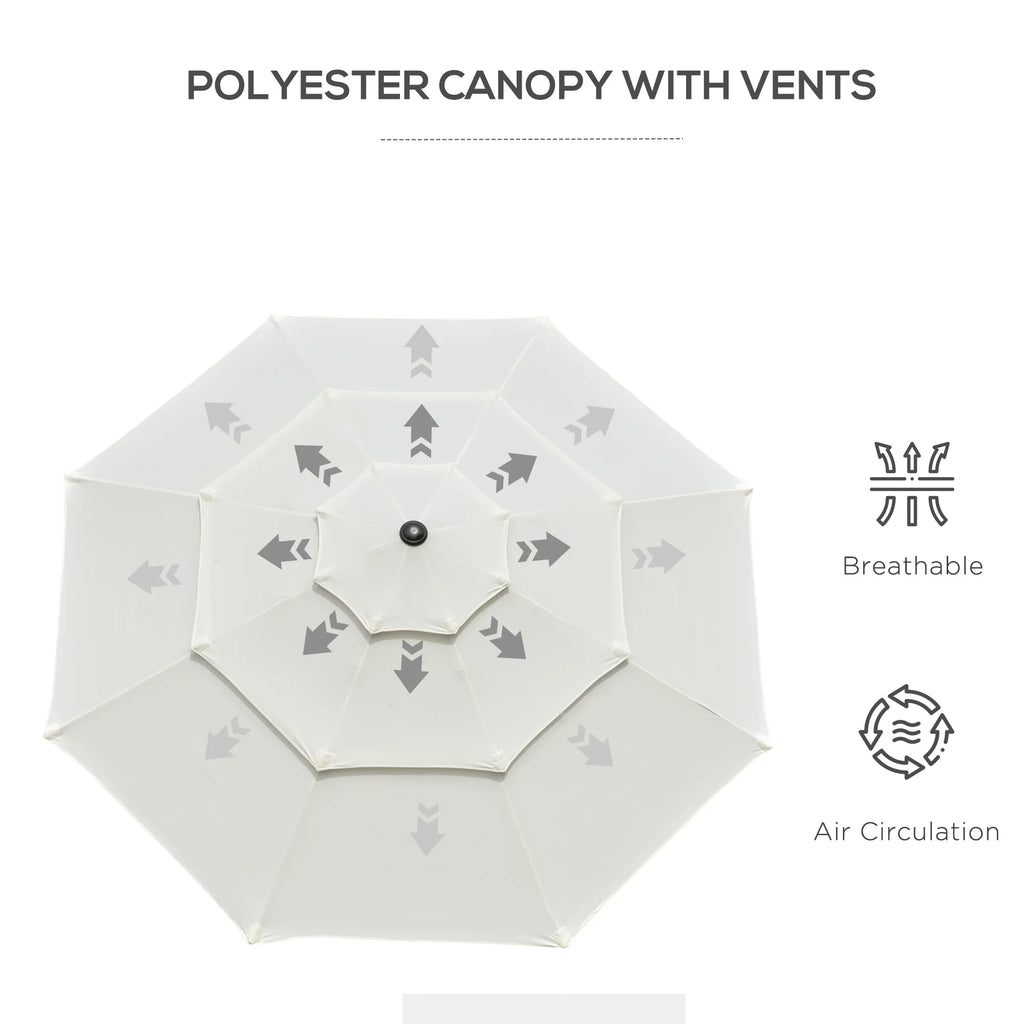 Avenleigh 9′ Three-Tier Patio Umbrella – Beige