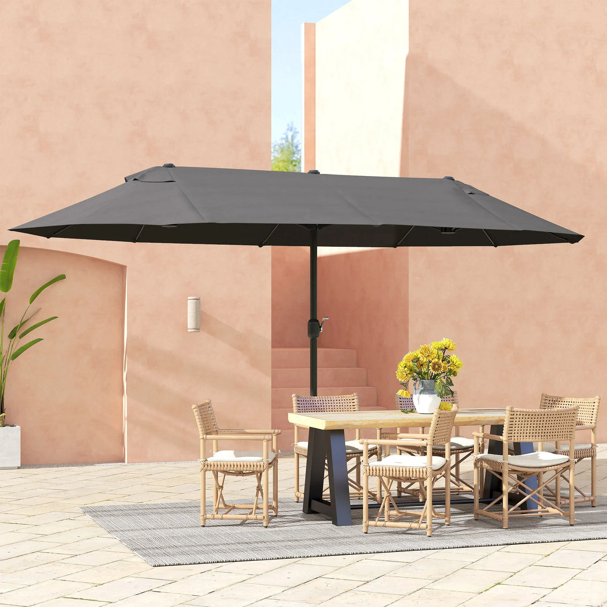 Maris 15' Double-Sided Patio Umbrella – Gray