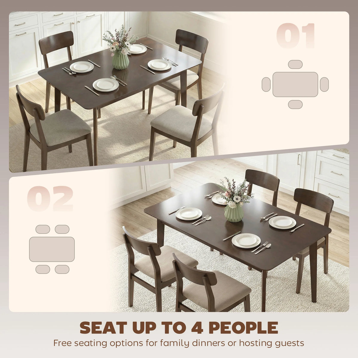 Larknote four-person seating-layout graphic
