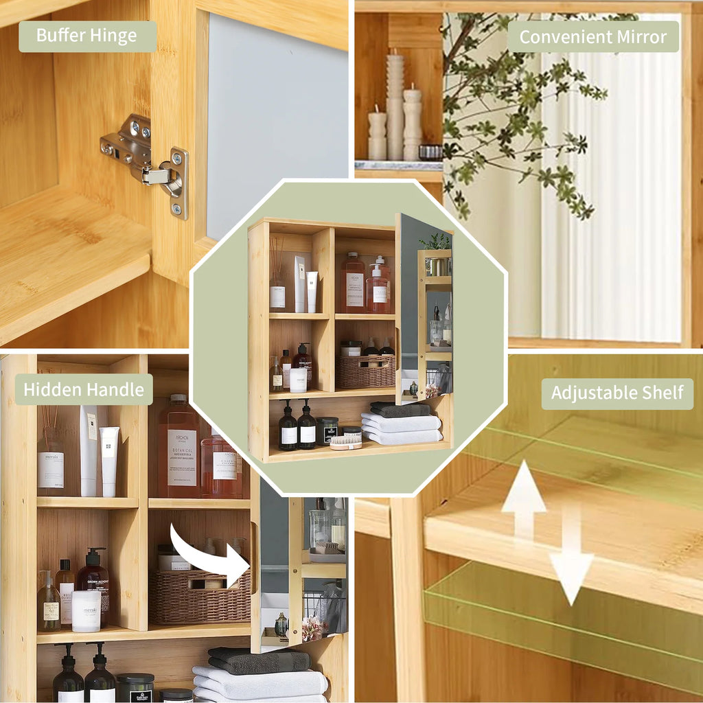 Charmline detail graphic showing the mirror, concealed handle, hinges and adjustable shelf
