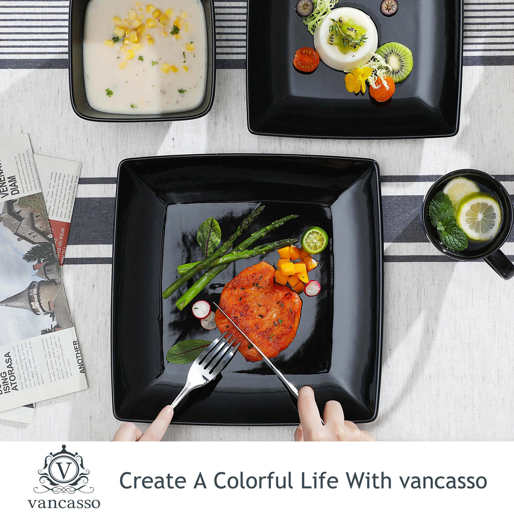Vancasso SOHO Series Square Black Dinnerware Set