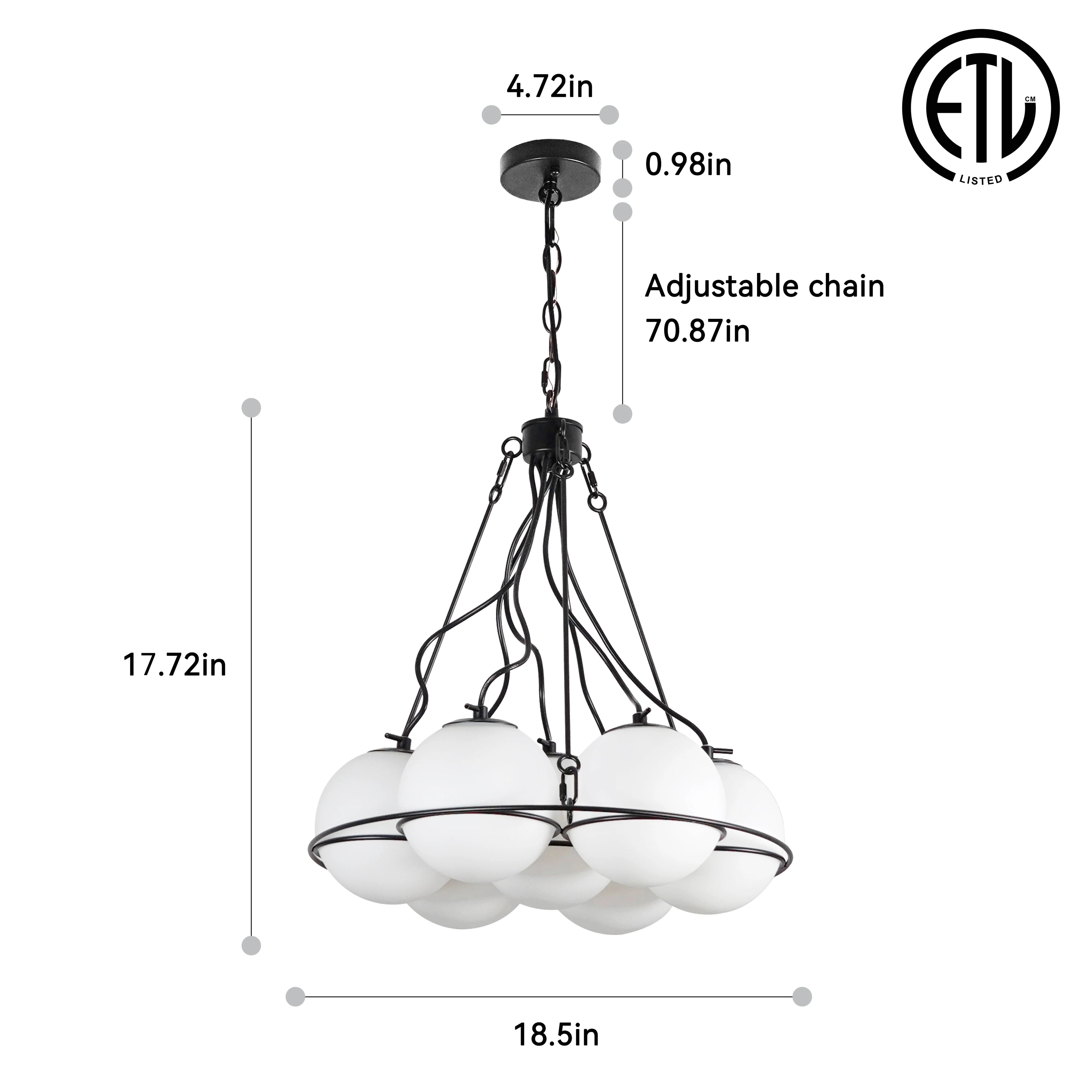 Pearlveil Bubble Glass Pendant – White