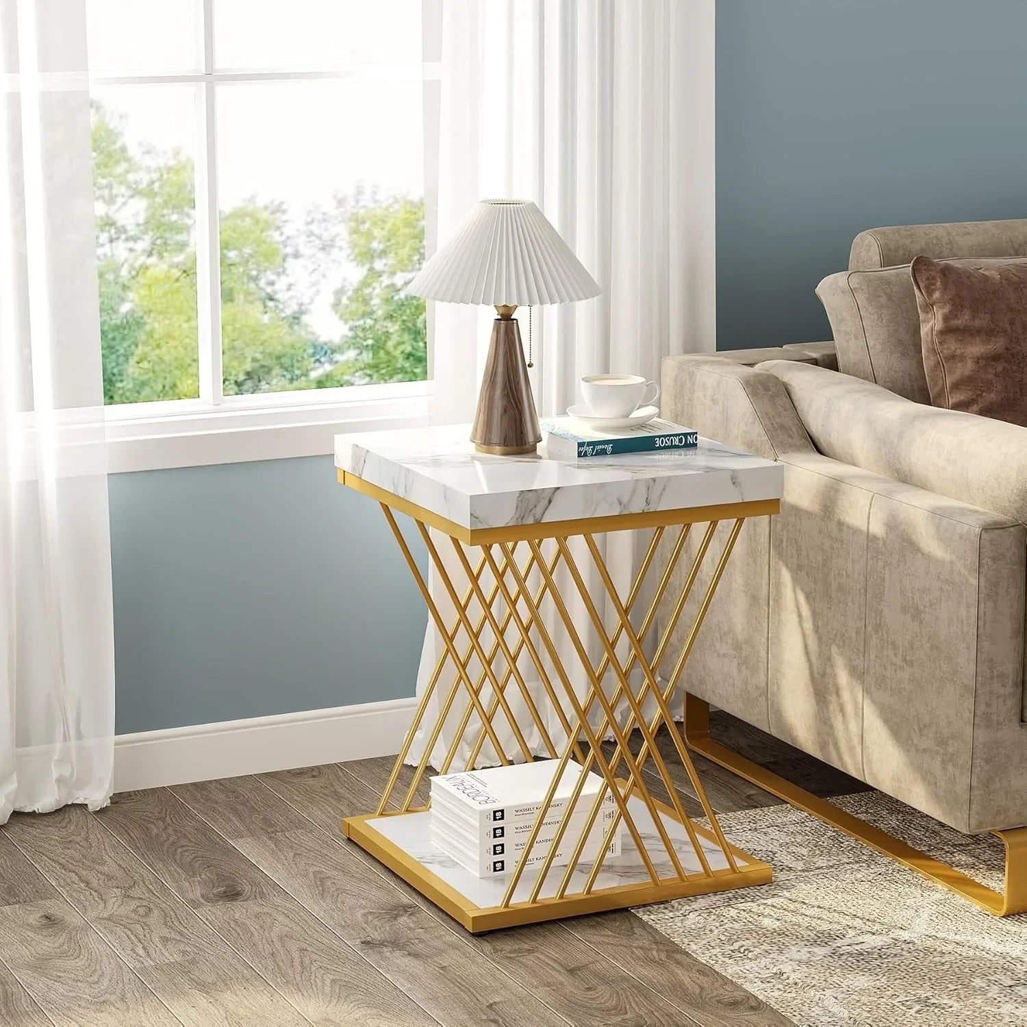 Jessica Faux Marble Accent Table