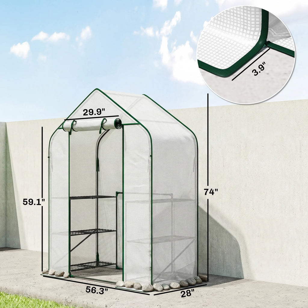 Verdantreach Six-Shelf Mini Greenhouse – White