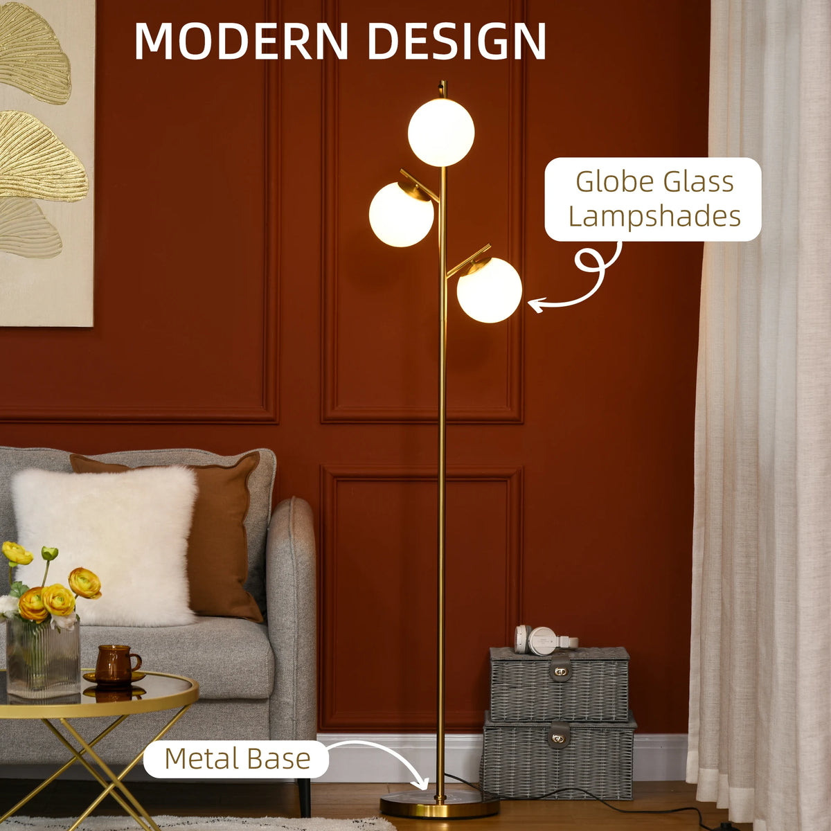 Solivane Three-Globe Floor Lamp