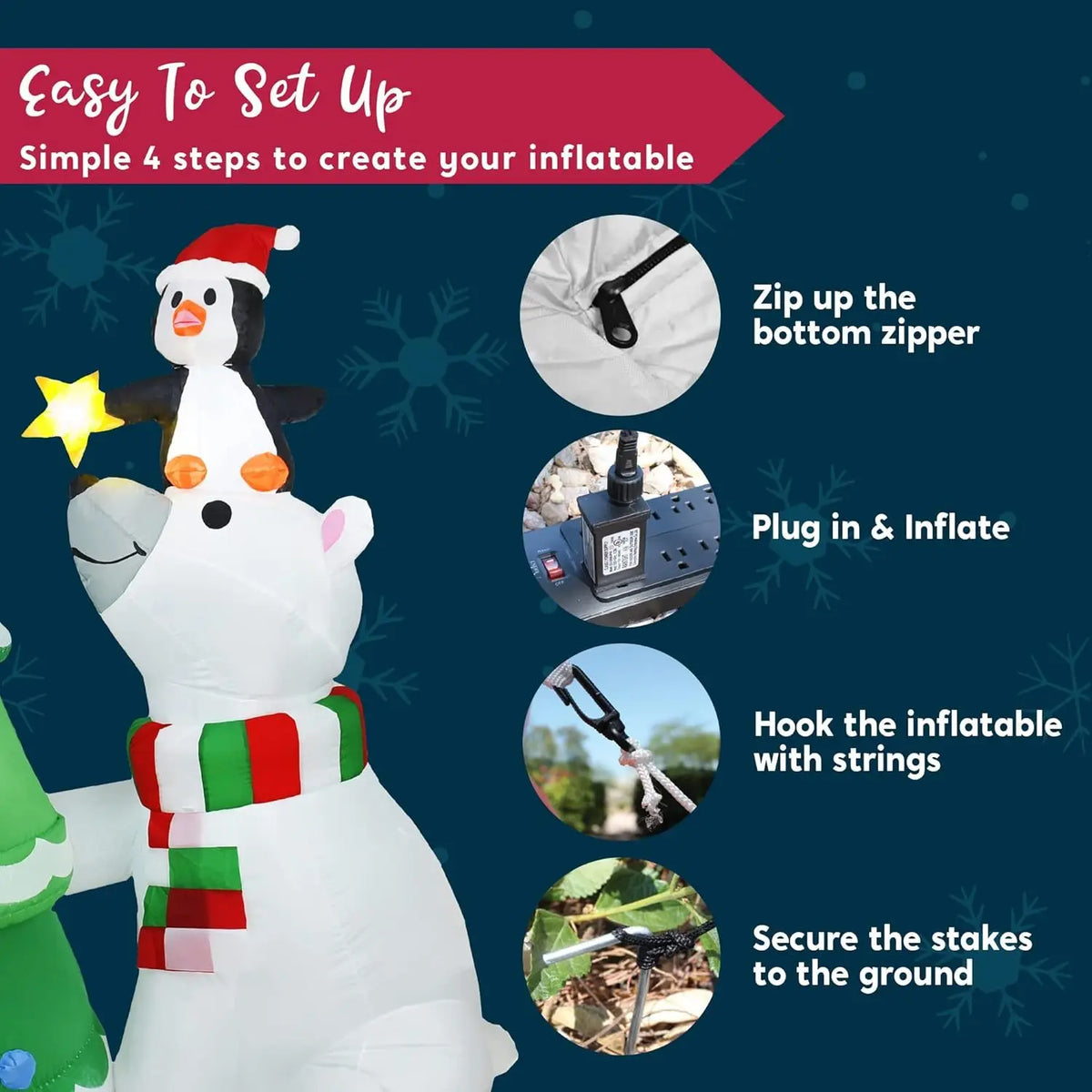 Treestar plug-in inflation and ground-anchoring instructions.