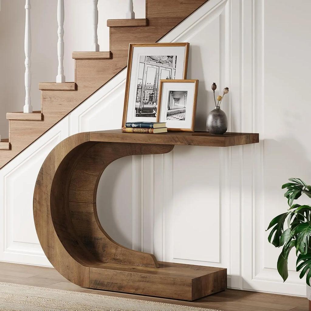 C-Shaped Rustic Console Table