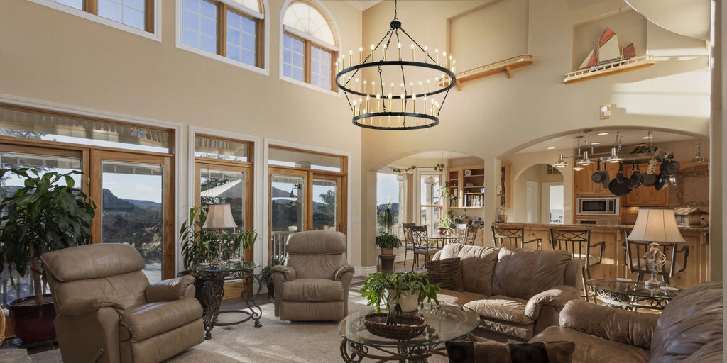 Montara 47-Inch Gold Tiered Wagon-Wheel Chandelier