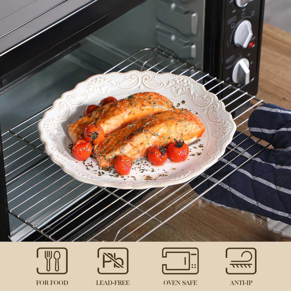 MALACASA relief plate with salmon on an oven rack