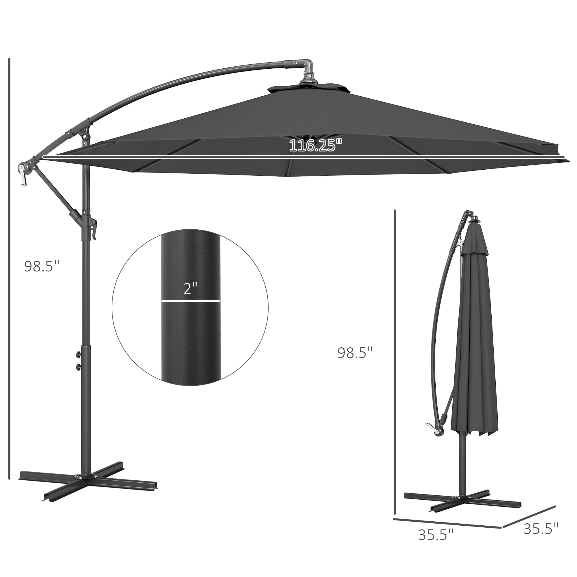 Aurelia 10' Cantilever Patio Umbrella – Gray