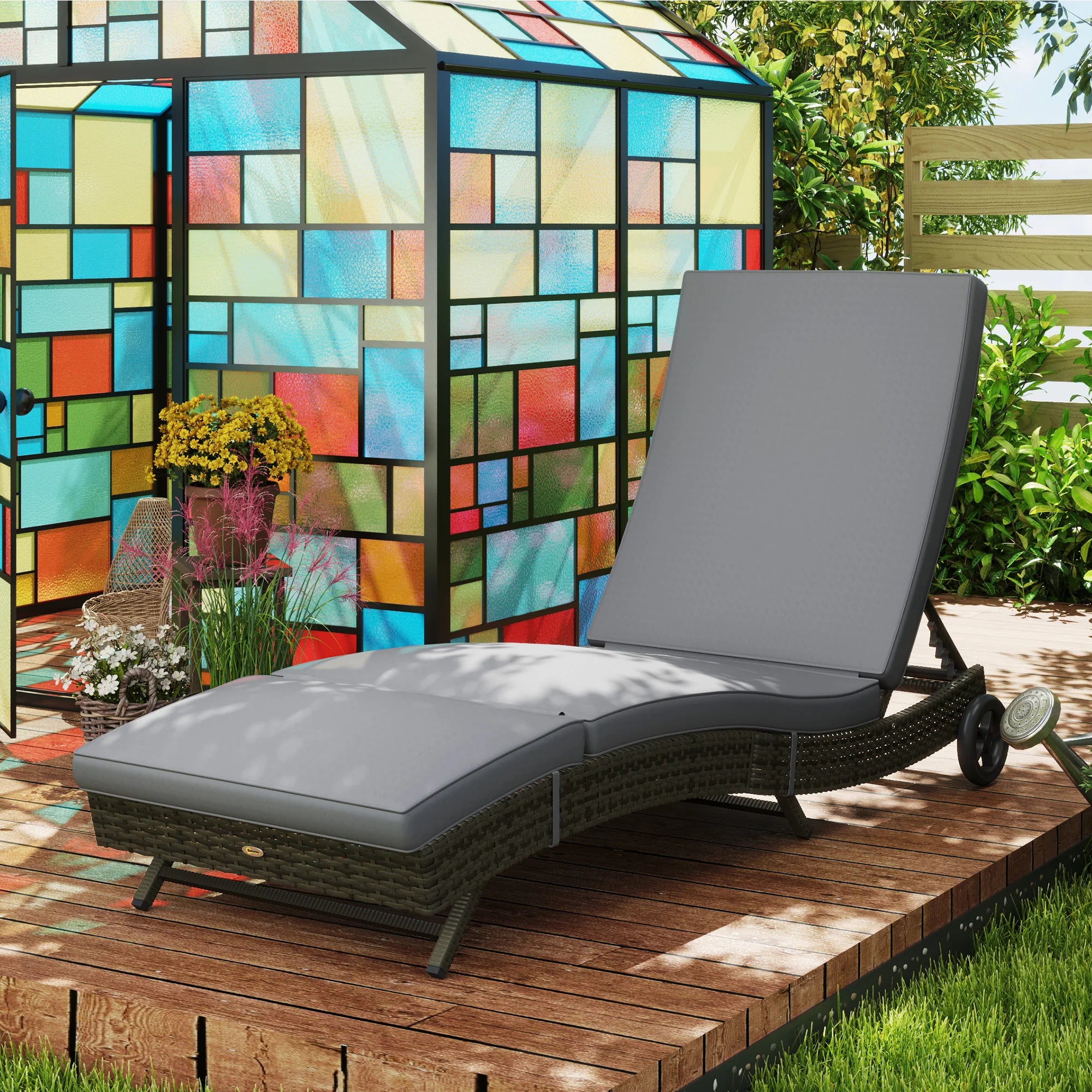Havenport Reclining Wicker Chaise Lounge – Gray