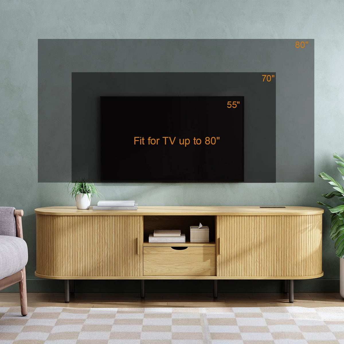 Opalray TV stand sized for televisions up to 80 inches