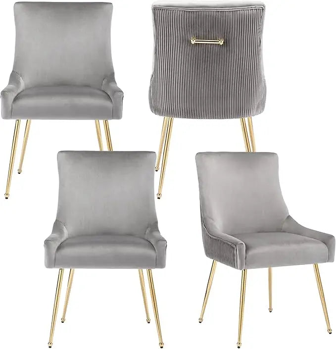 Celeste Velvet Dining Chairs with Gold Legs – Set of 4