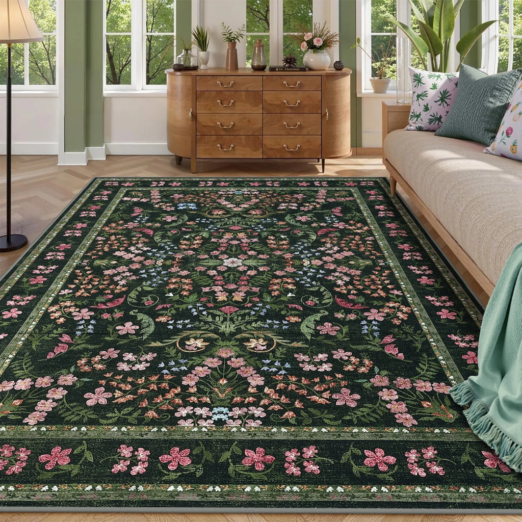 Vireya Washable Floral Area Rug