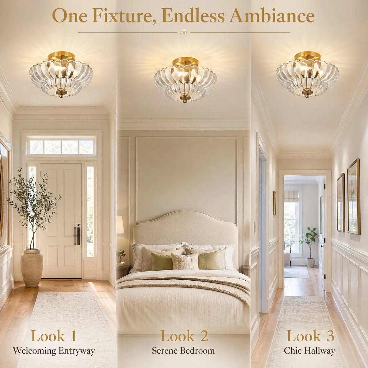 Westleigh Clear Glass Ceiling Light, Gold