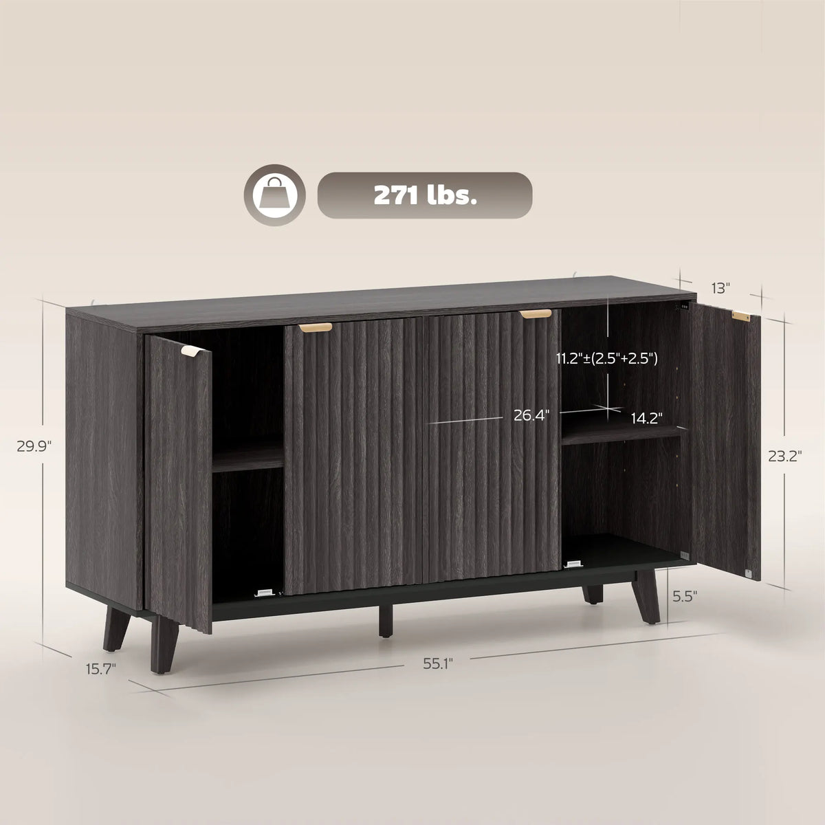 Ainsworth 55-Inch Fluted Sideboard