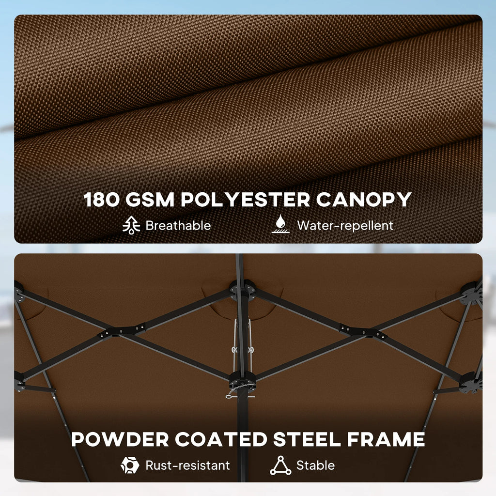 Virello 15' Solar LED Double-Sided Patio Umbrella – Coffee