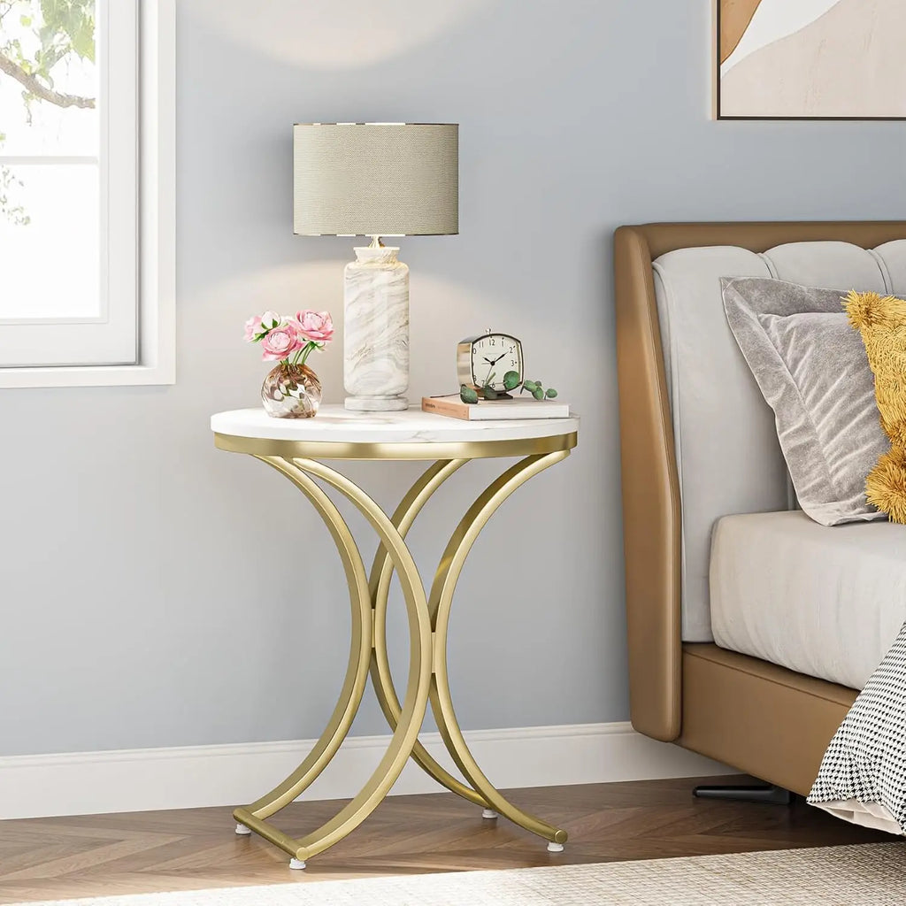 Oscar Sculpted Faux Marble End Table