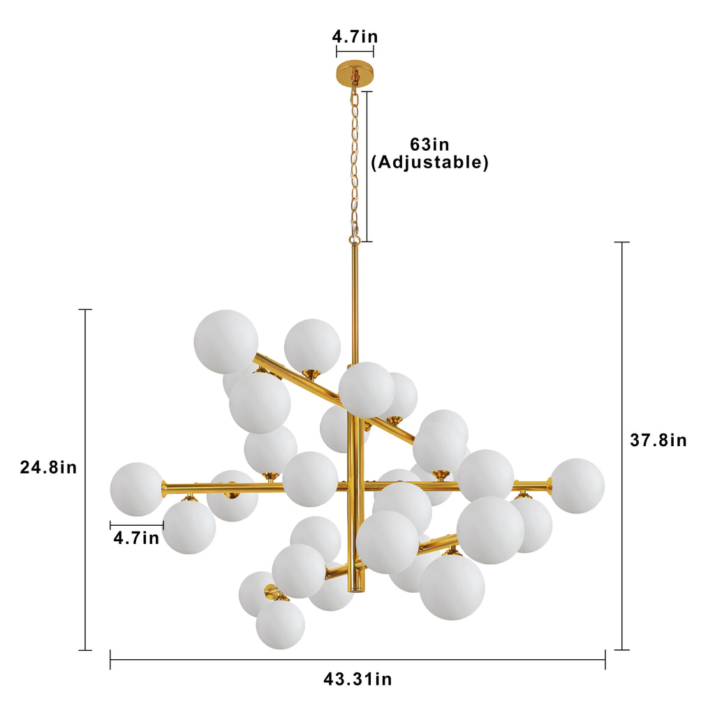Orbelume Glass Globe Branch Chandelier