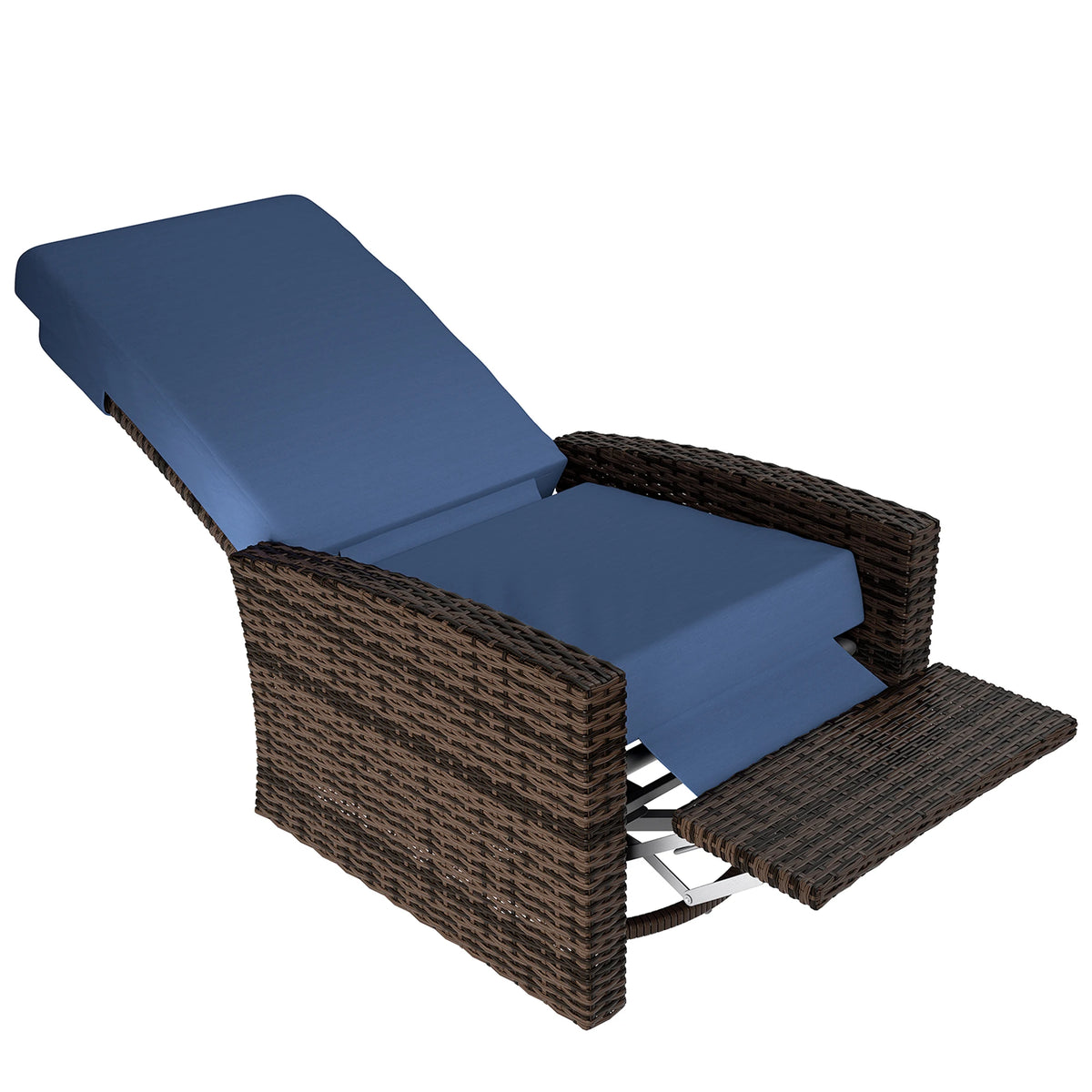 Marlisse Wicker Swivel Recliner - Dark Blue