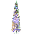 Snowspire slim snow-flocked pencil Christmas tree with dual-color LED lights