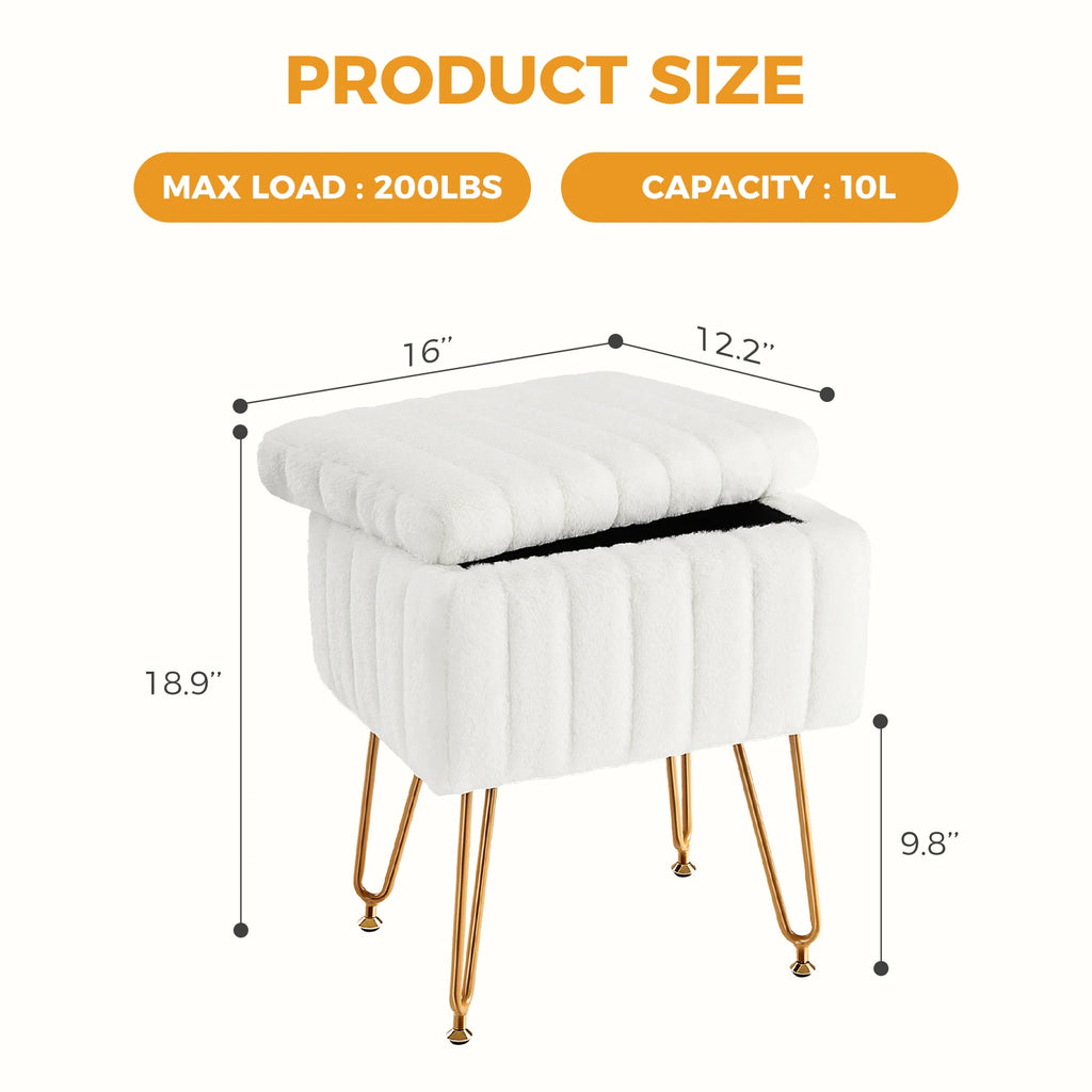 Museecho Faux-Fur Storage Ottoman
