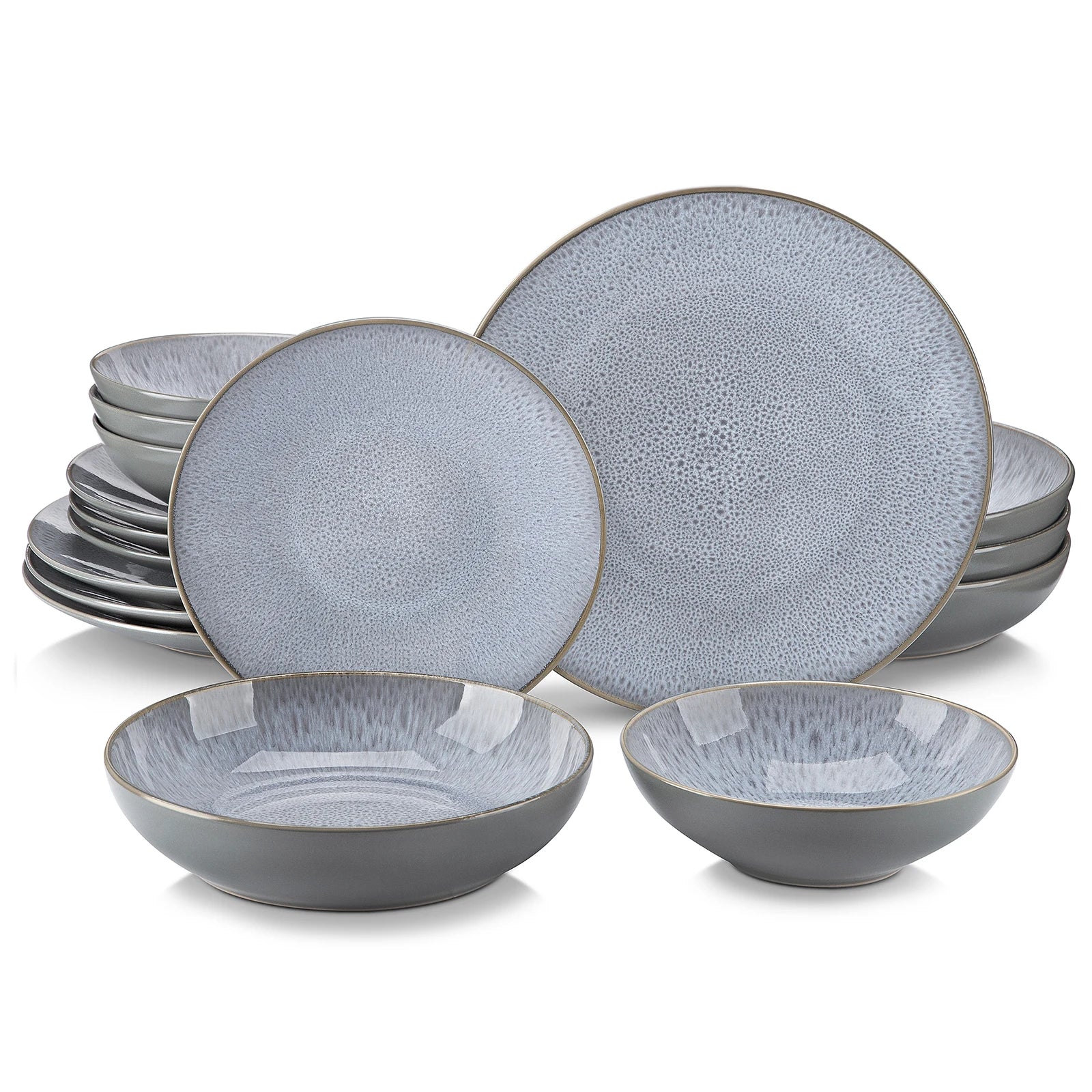 VANCASSO KARST Embossed Gray Stoneware Dinnerware Set