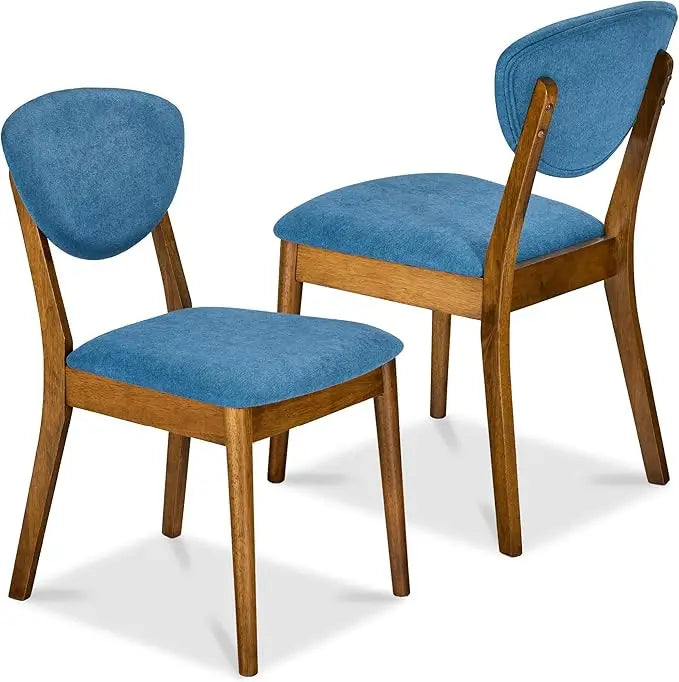 Mid-Century Upholstered Wood Dining Chairs – Set of 2