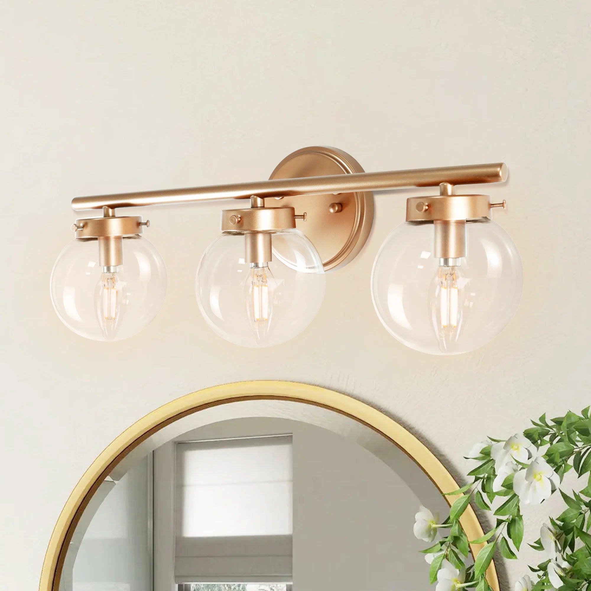 Gilded Halo Three-Light Vanity Sconce