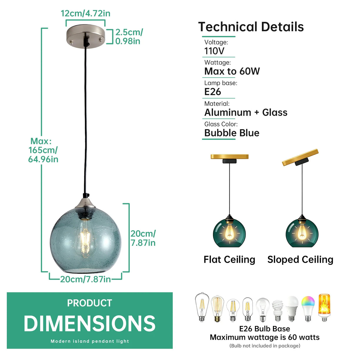 Stellara Starry Glass Pendant – Green